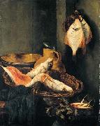 BEYEREN, Abraham van Still-Life with Fish in Basket oil painting reproduction